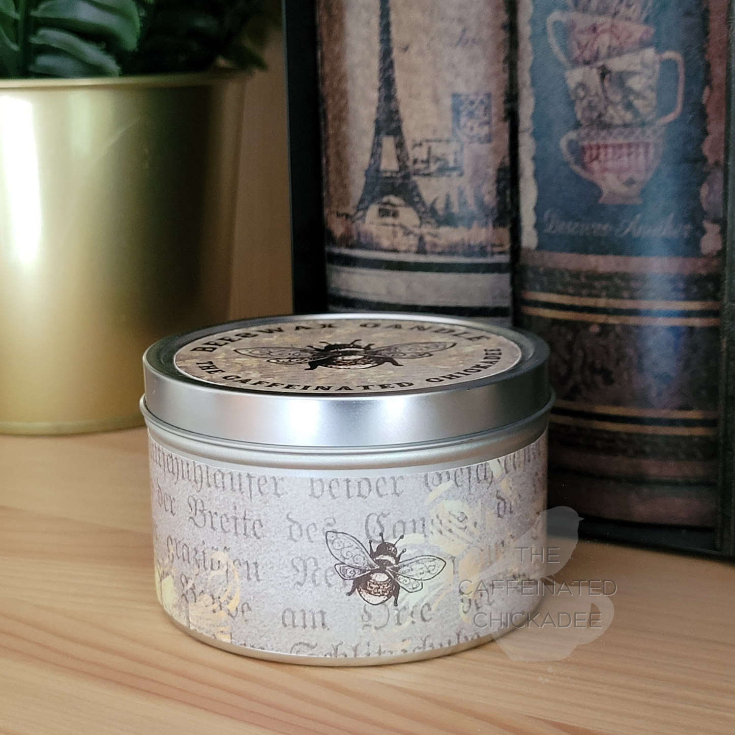 Vintage 8 oz Tin - Beeswax Candle