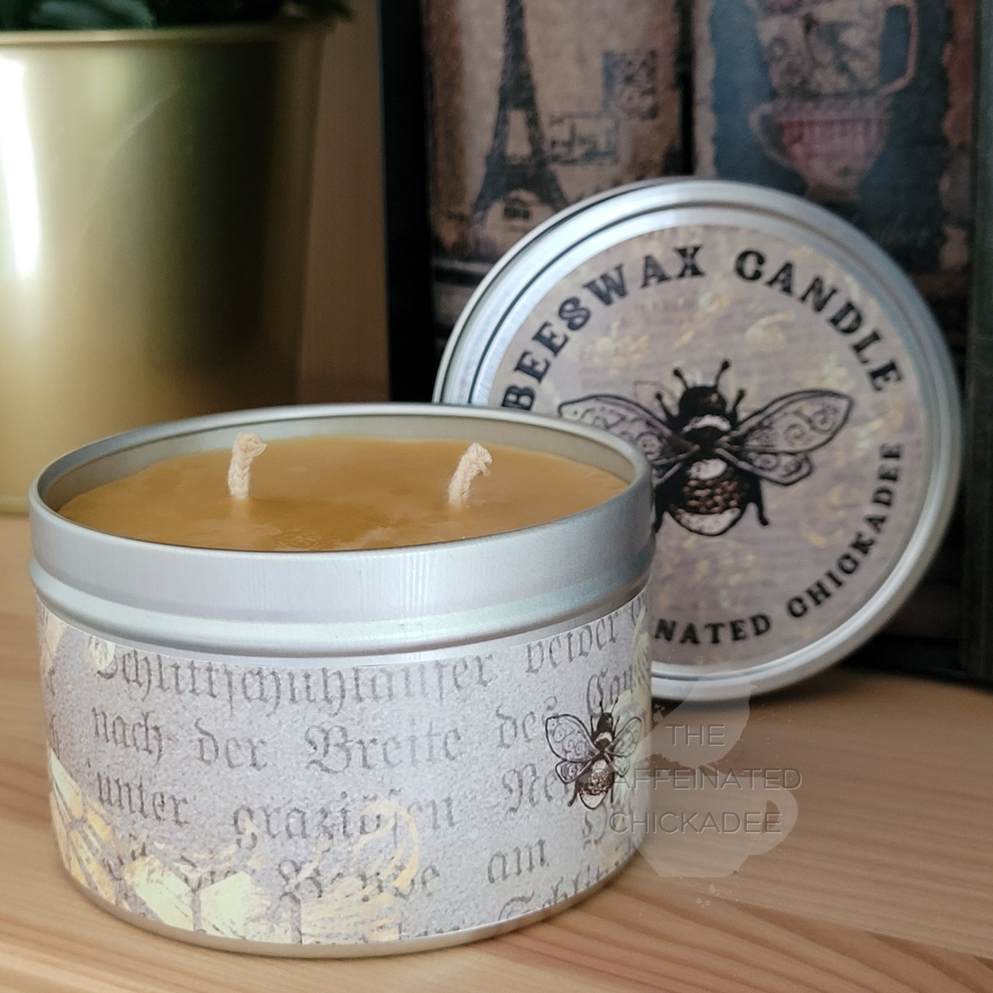 Vintage 8 oz Tin - Beeswax Candle