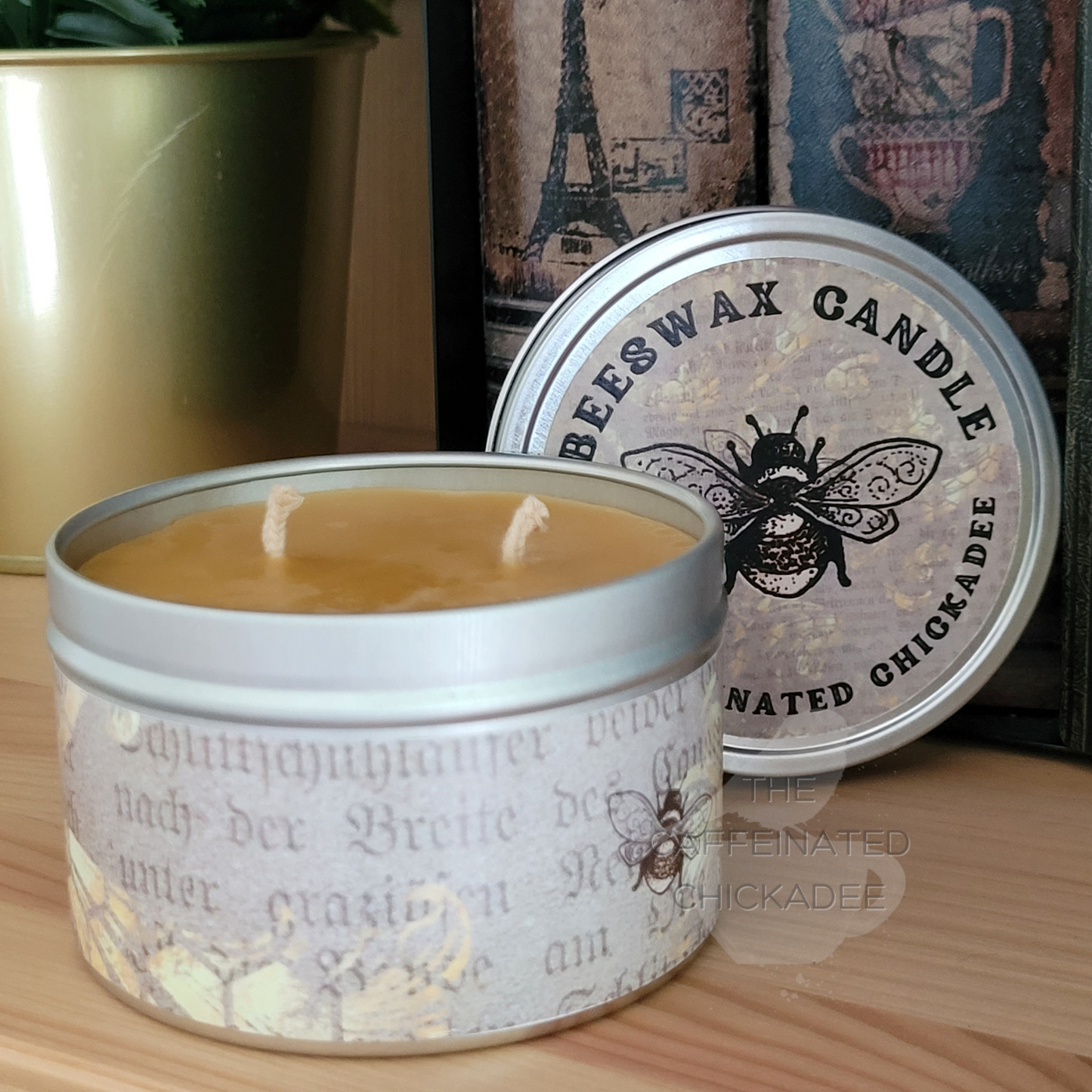 Vintage 8 oz Tin - Beeswax Candle