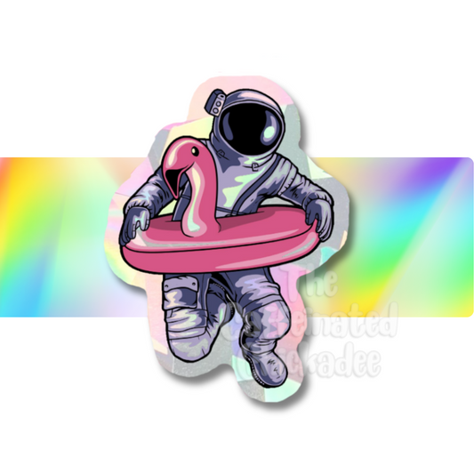 Astronaut Flamingo - Rainbow Suncatcher Decal