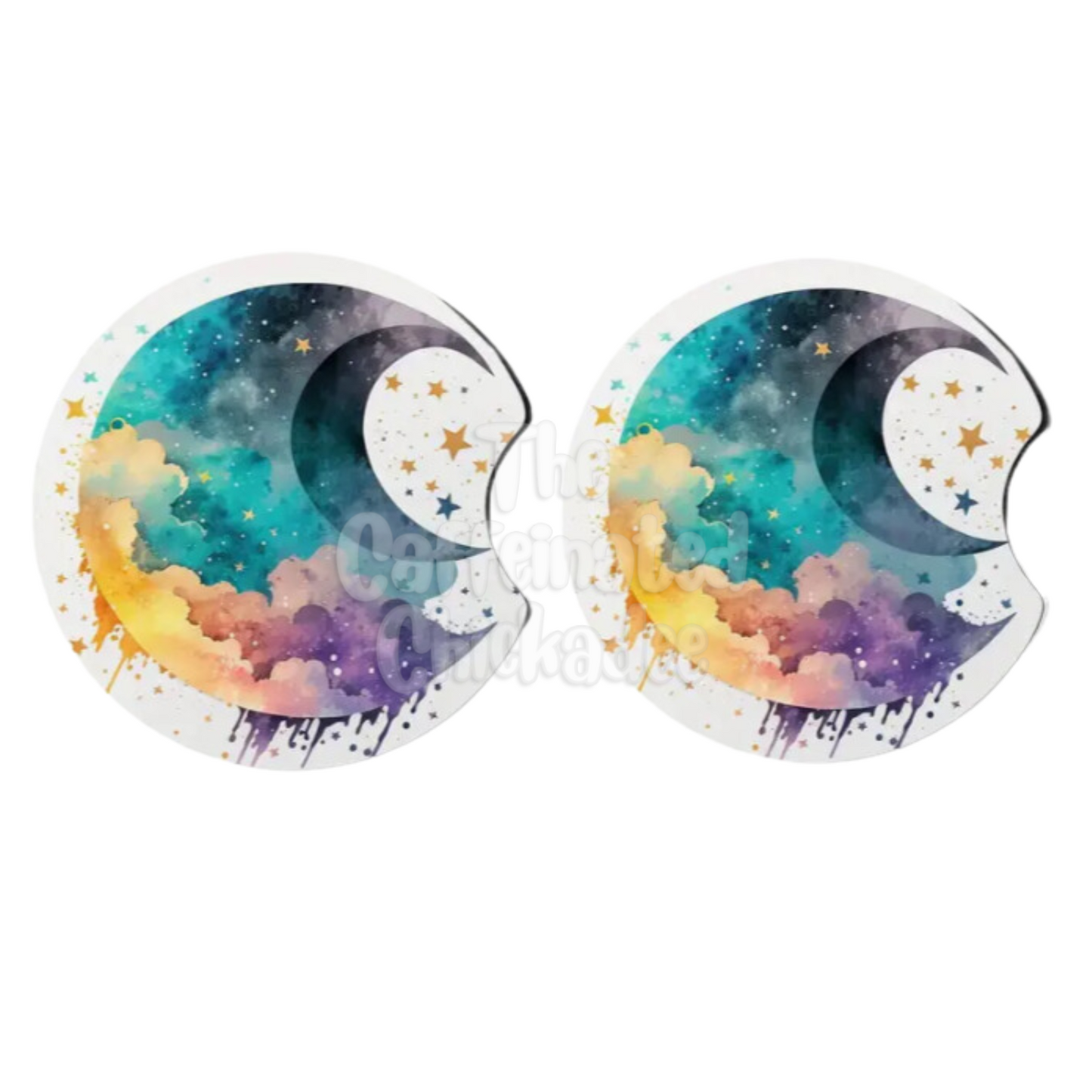 Watercolor Moon - Car Coaster