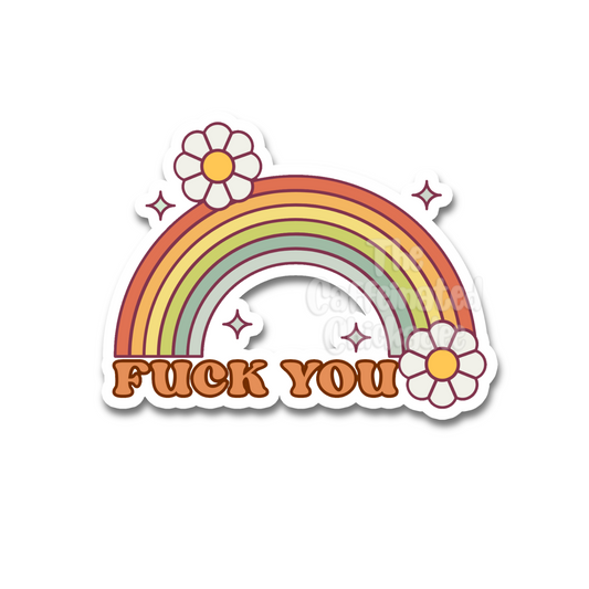 Retro Fuck You Rainbow - Vinyl Sticker