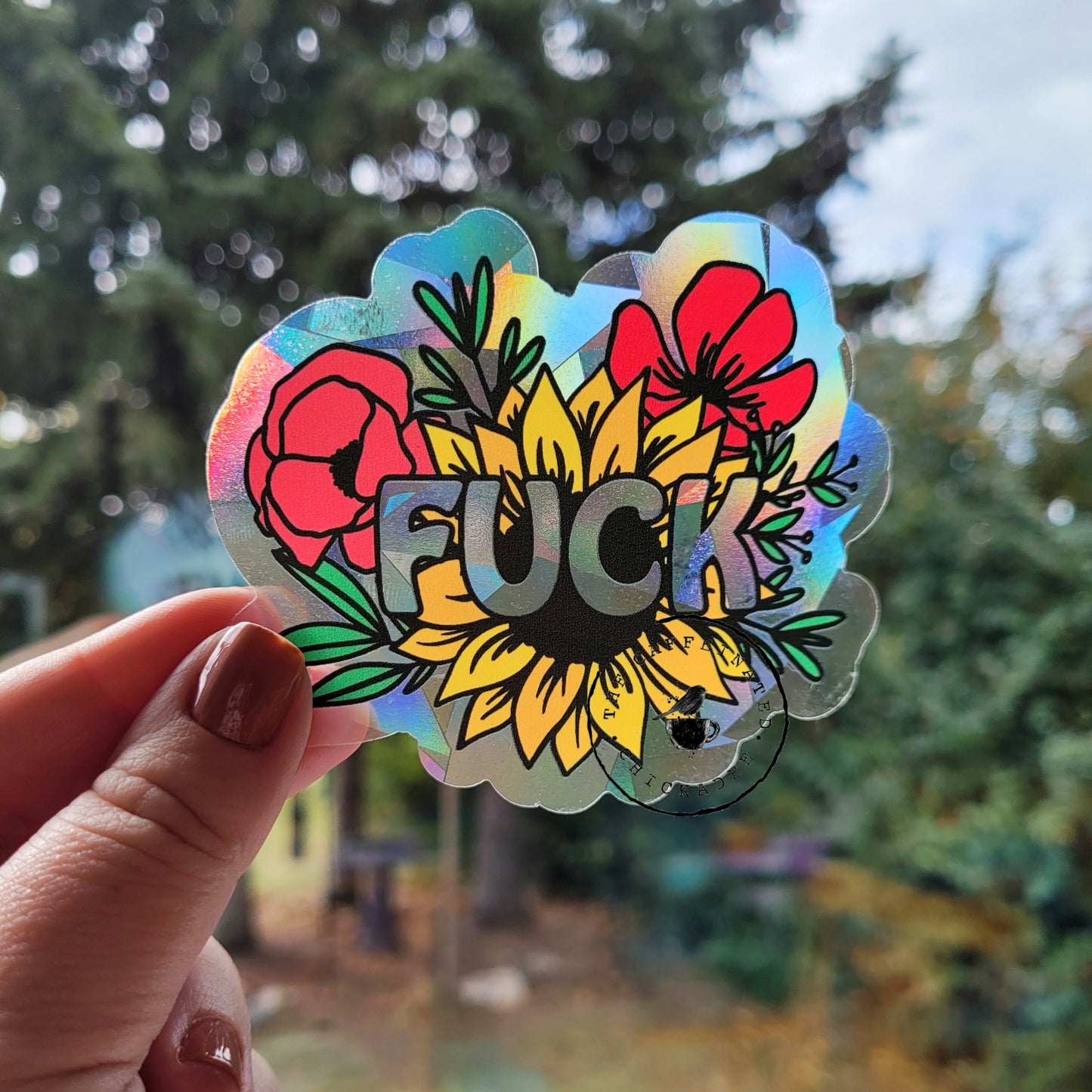 Floral Fuck - Rainbow Suncatcher Decal