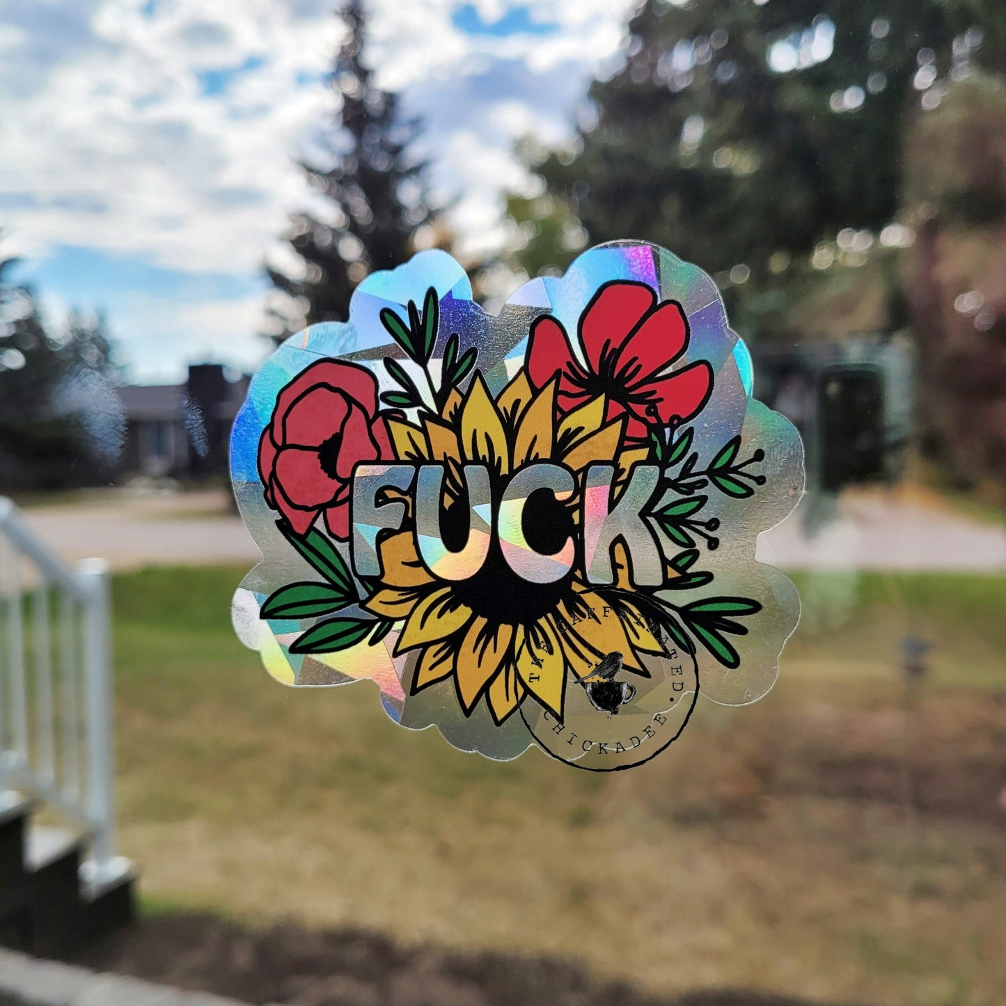 Floral Fuck - Rainbow Suncatcher Decal